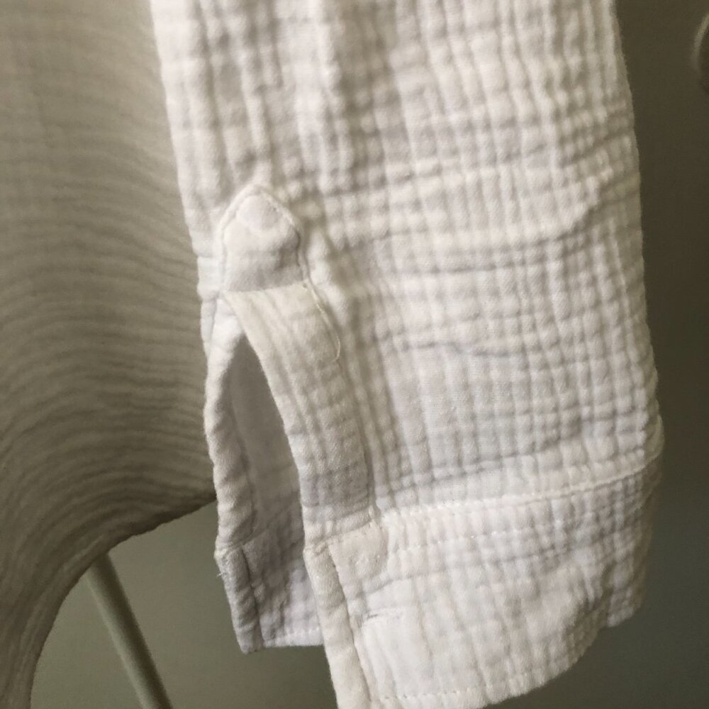 ANNE KLEIN JEANS WHITE BUTTON DOWN CRINKLE GAUZE SHIRT 100% COTTON M NWOT - Picture 10 of 11